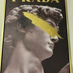 Prada Mixed Media Art with Gold and Cream
